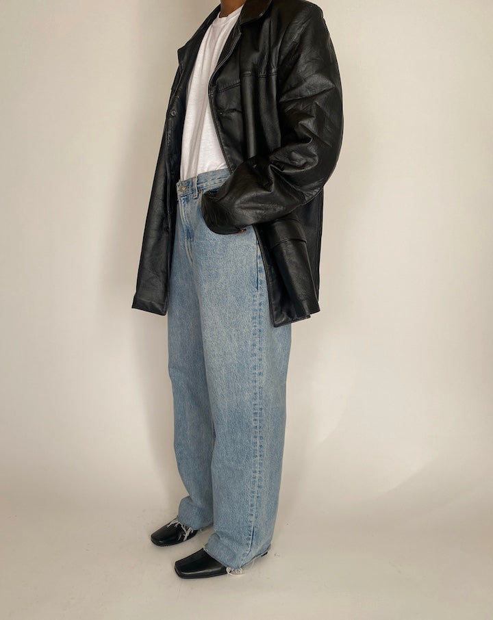 VINTAGE OVERSIZED BLACK LEATHER JACKET 4061