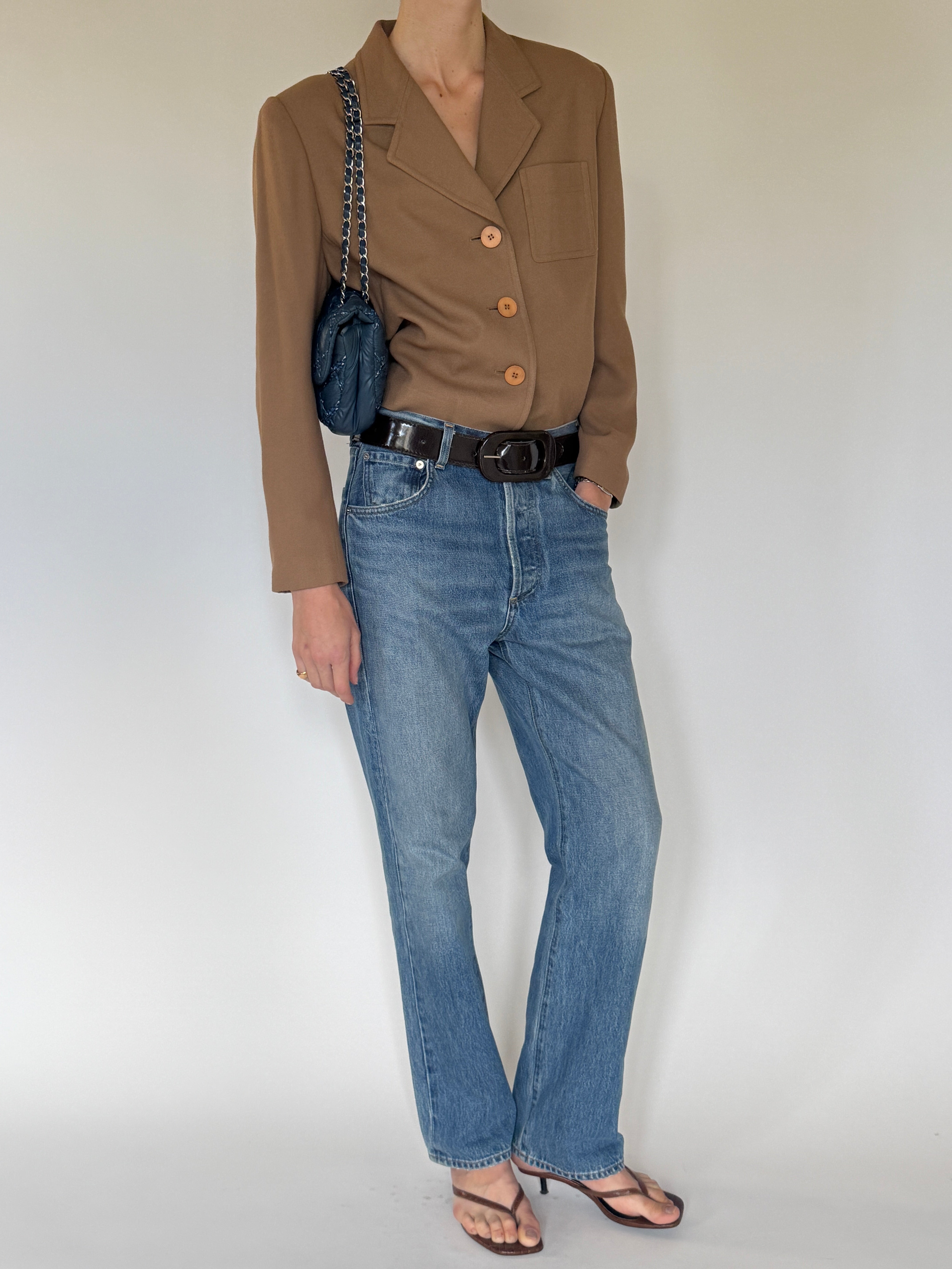Vintage brown cropped blazer side angle
