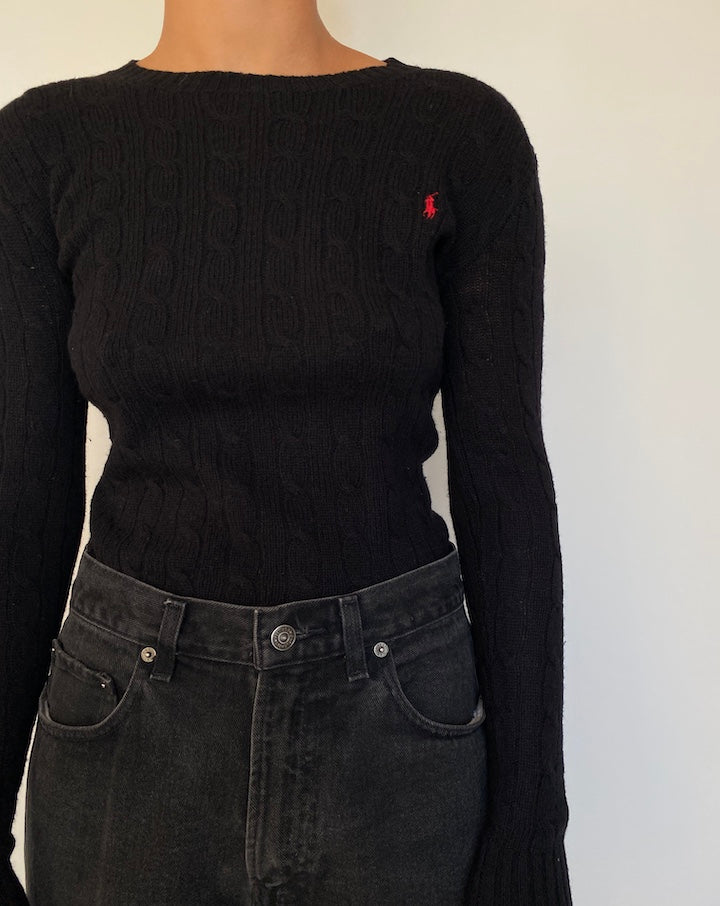 VINTAGE BLACK LONG SLEEVE RALPH LAUREN SWEATER 1819