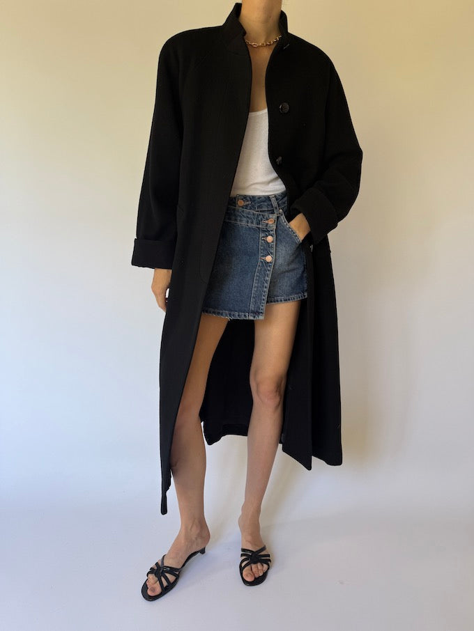 Vintage Long Coat in Black from Neiman Marcus 6093