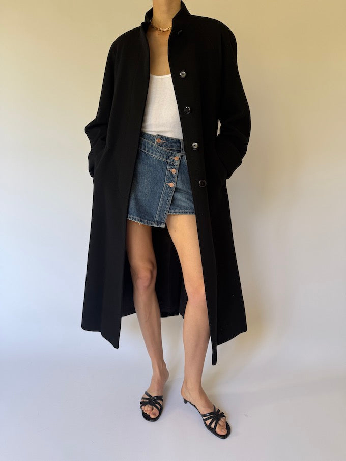 Vintage Long Coat in Black from Neiman Marcus 6093