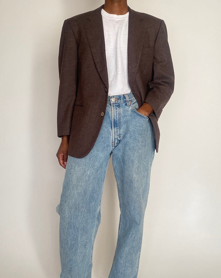 VINTAGE BROWN SINGLE-BREASTED BLAZER 4066