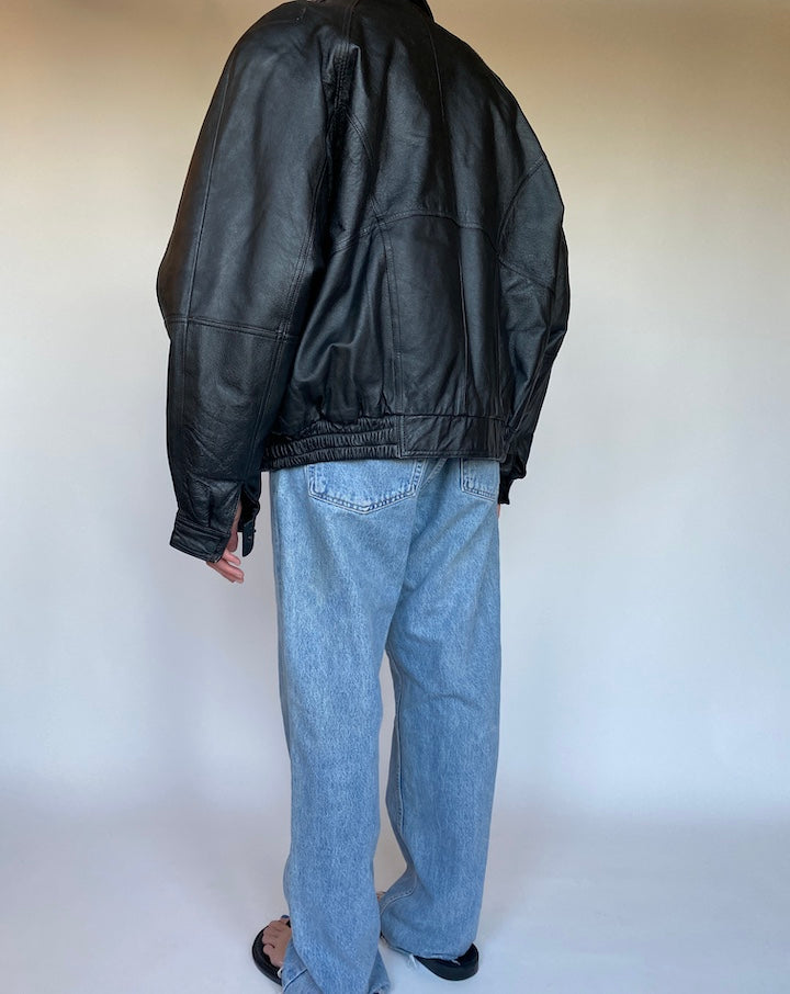 VINTAGE BLACK LEATHER JACKET 3074