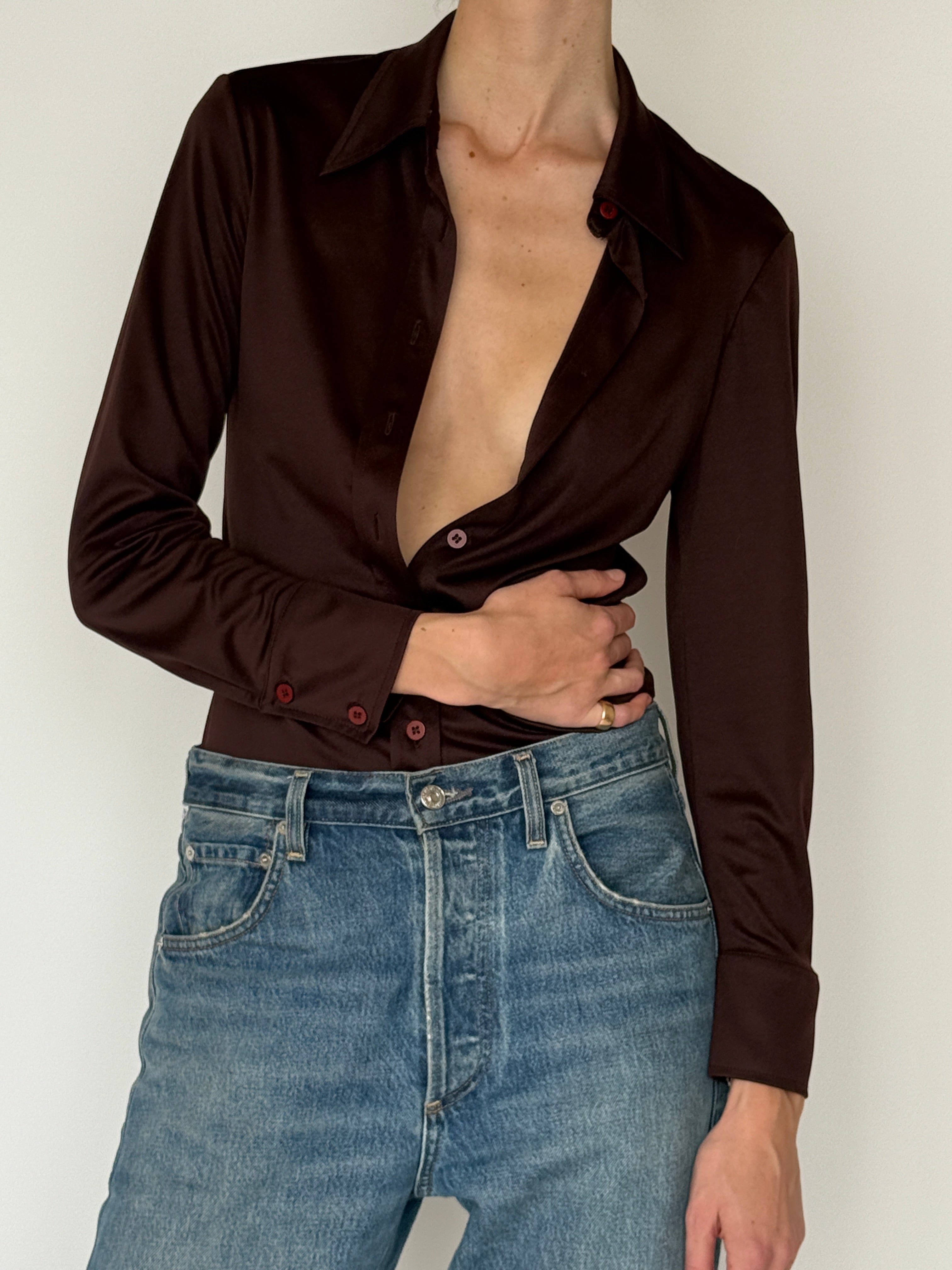 Vintage brown blouse front view