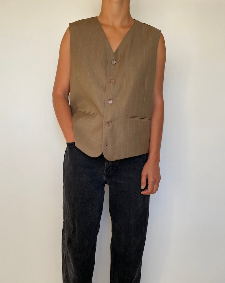 VINTAGE BROWN PINSTRIPED VEST 1822