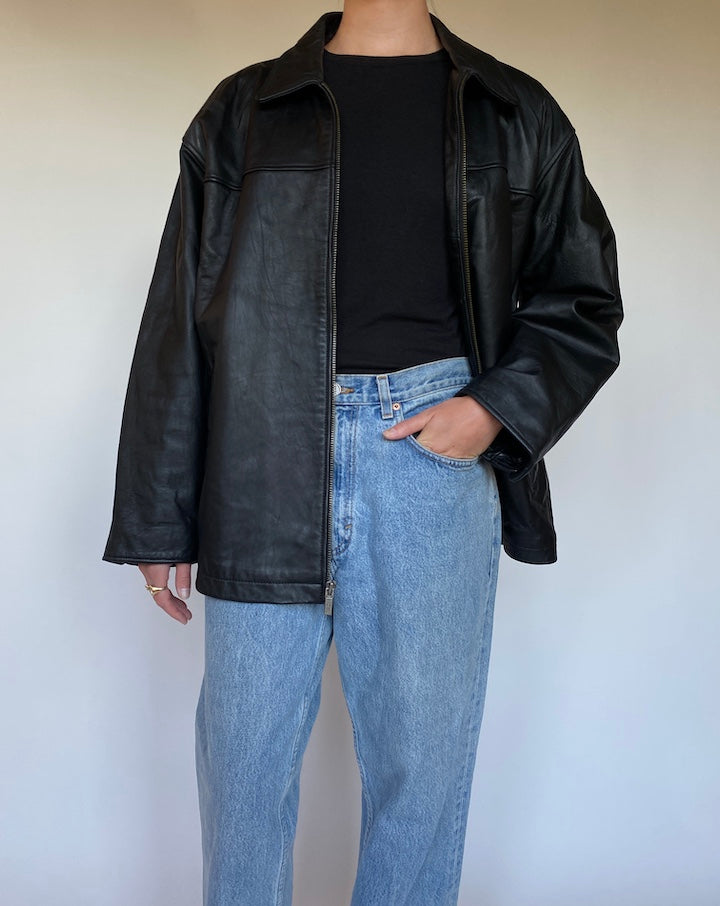 VINTAGE BLACK LEATHER JACKET 3070
