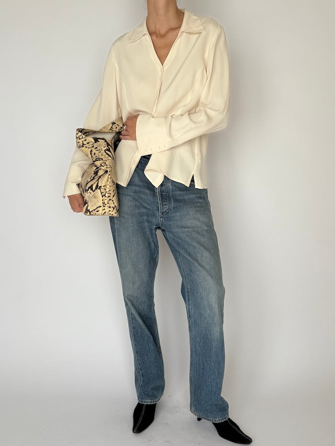 Vintage Silk Blouse in Cream 6511