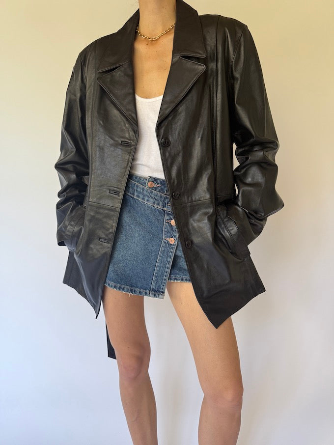 Vintage trench leather jacket 6082