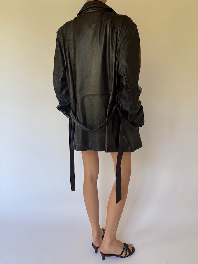 Vintage trench leather jacket 6082