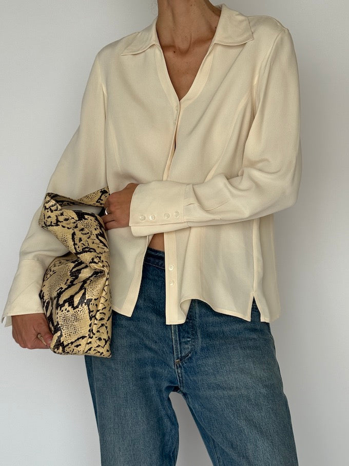 Vintage Silk Blouse in Cream 6511