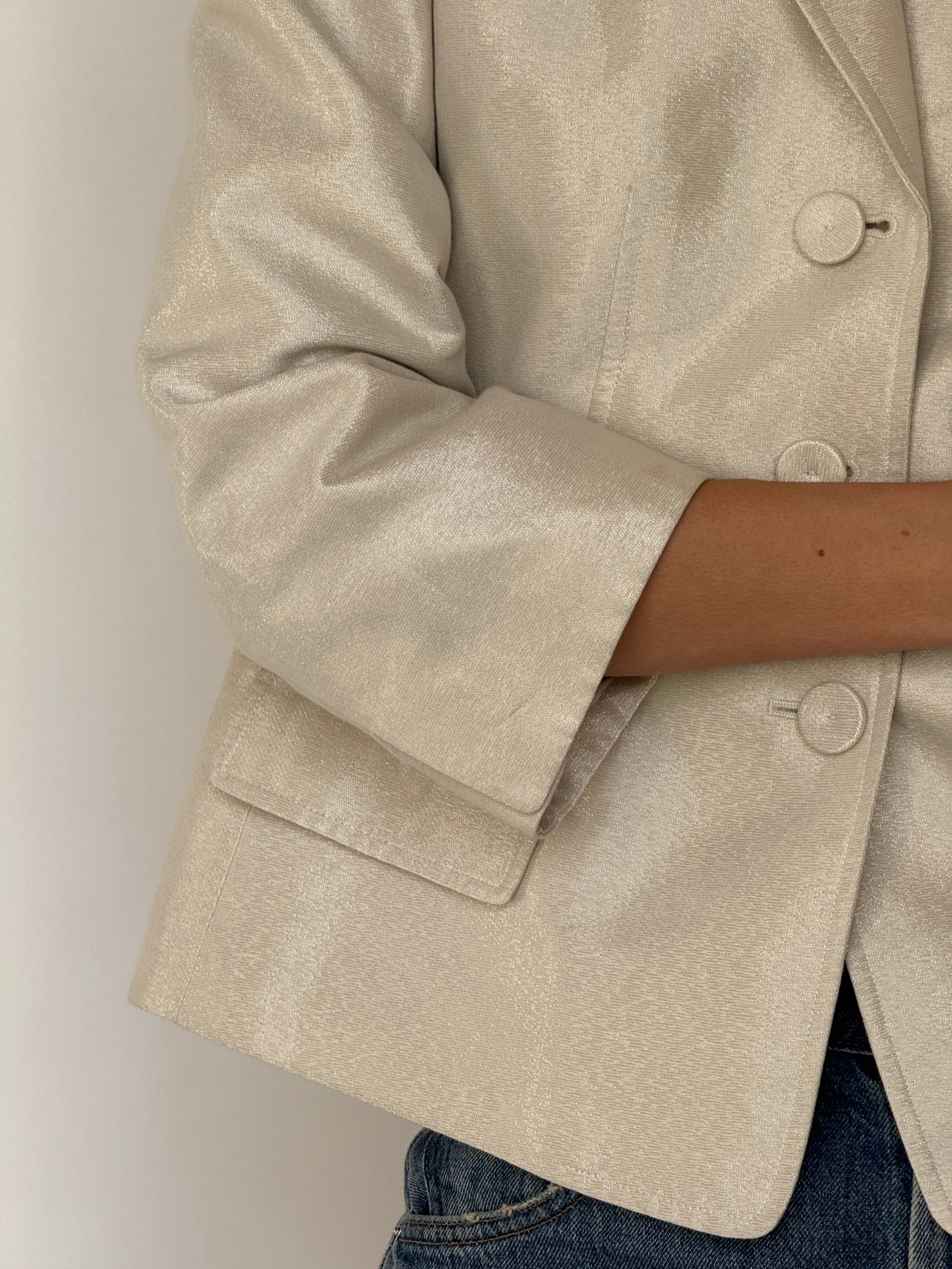 Vintage Ivory Satin Blazer 7025