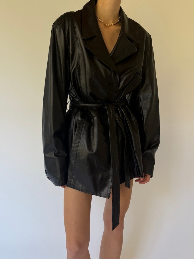 Vintage trench leather jacket 6082