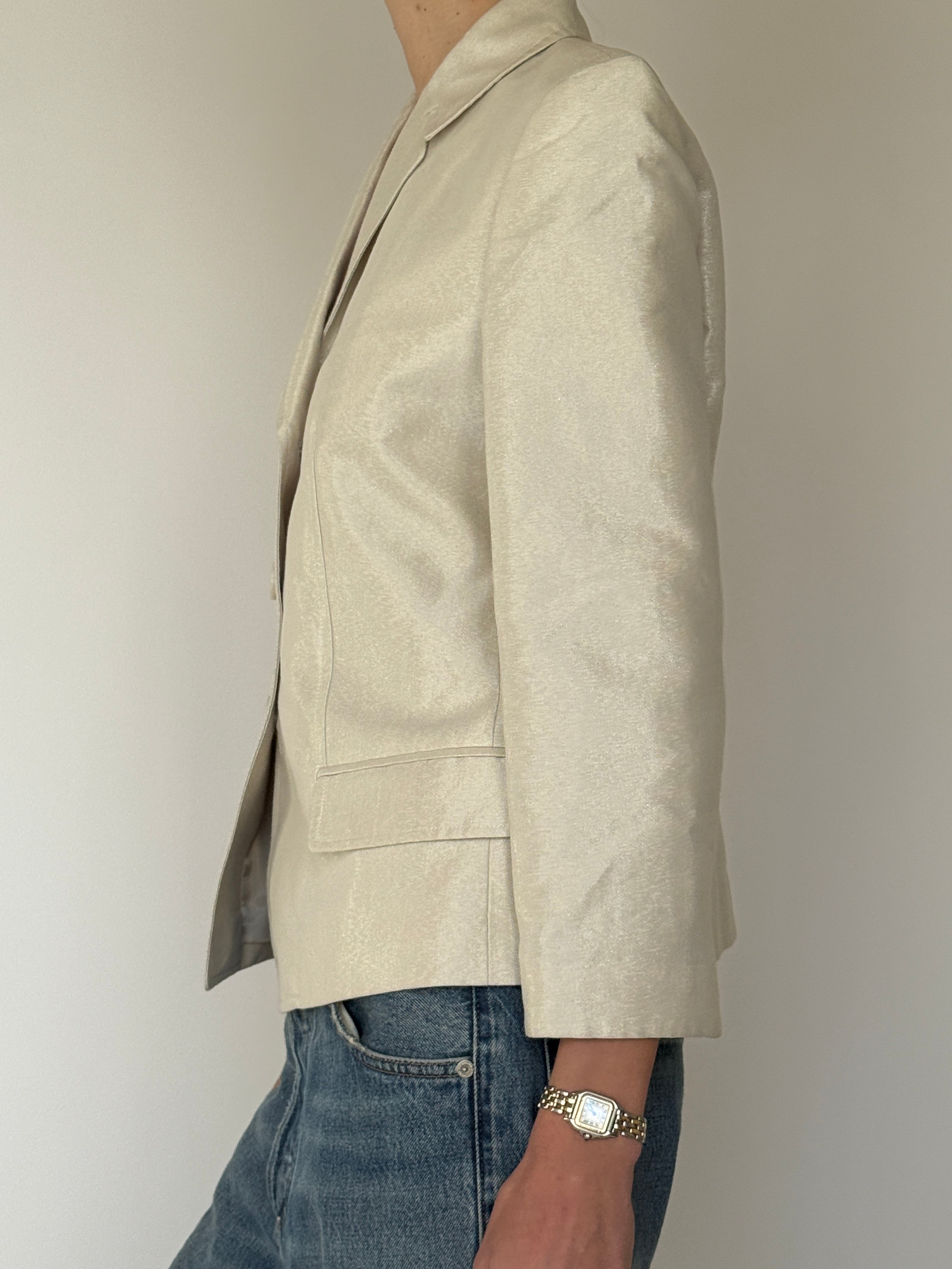 Vintage Ivory Satin Blazer 7025