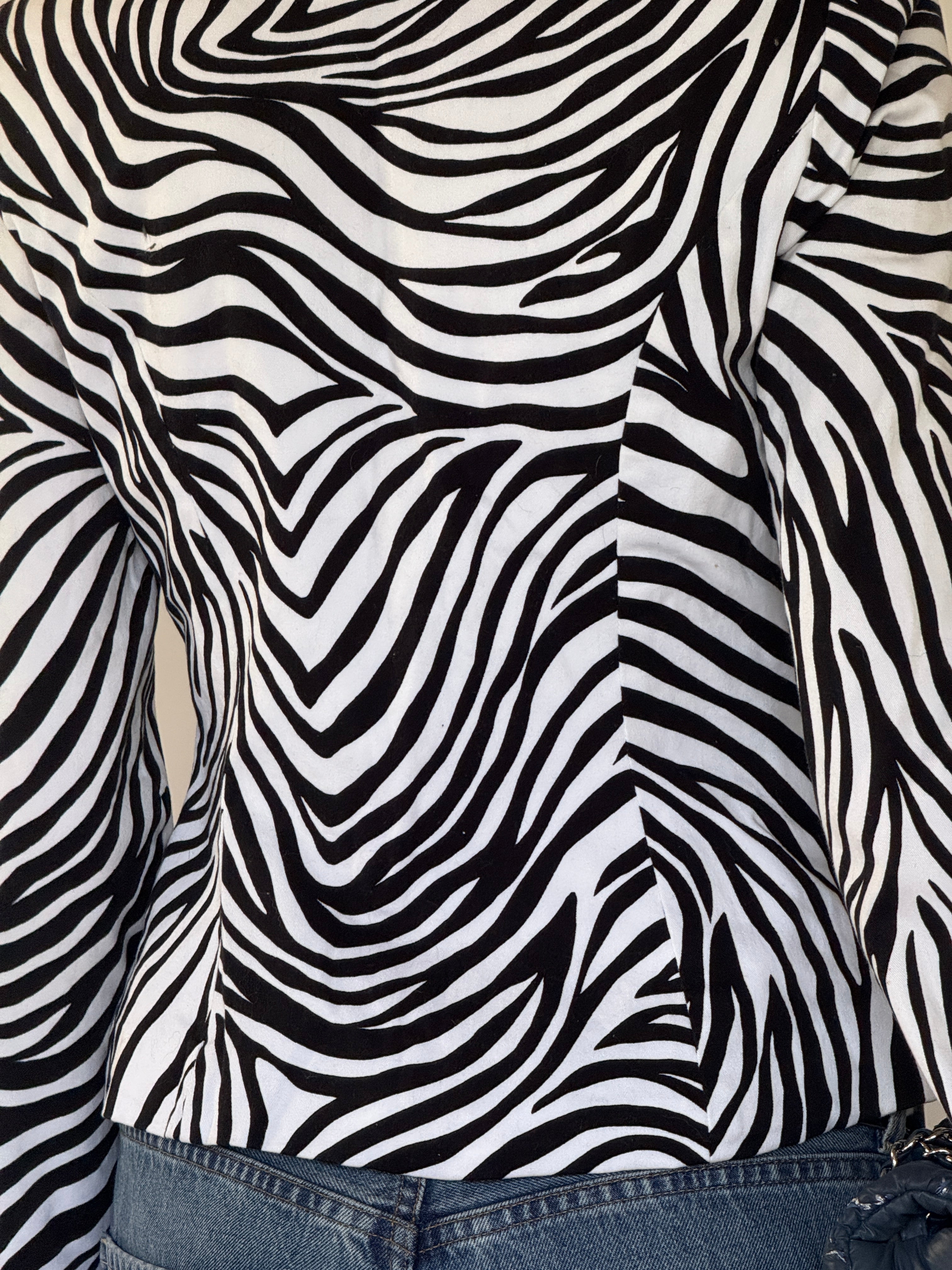 Vintage zebra print tailored blazer back view