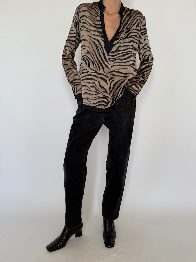 Animal printed blouse, vintage blouse, svc, shopvintagecollection