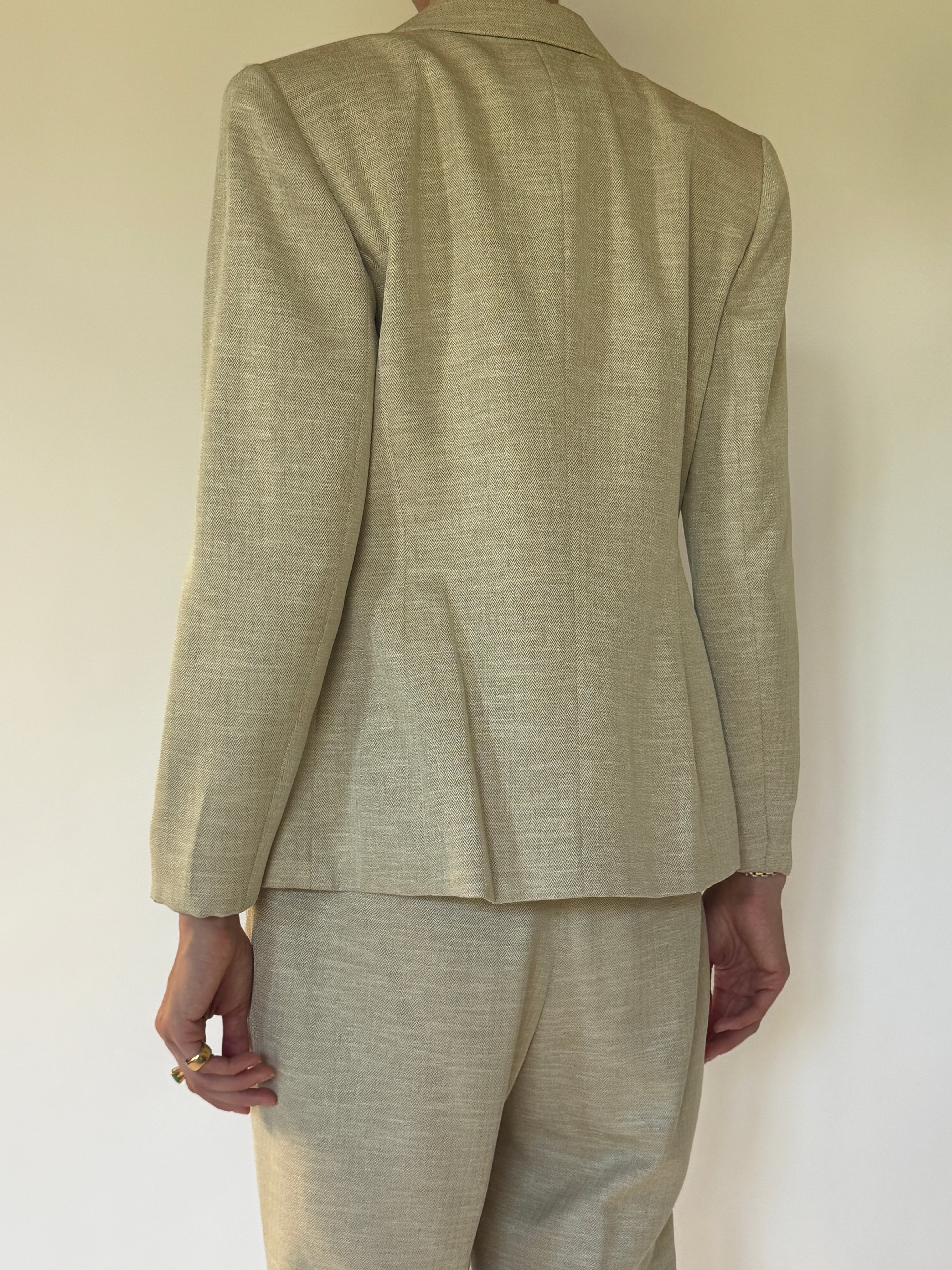 Vintage Classic Two-Piece Pant Suit Beige 7967