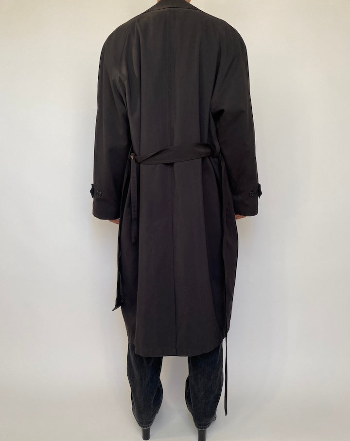 VINTAGE BLACK OVERSIZED TRENCH COAT 1830