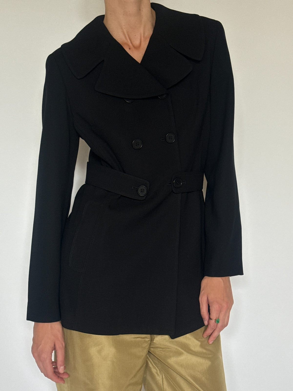 Vintage black wool blazer final front angle