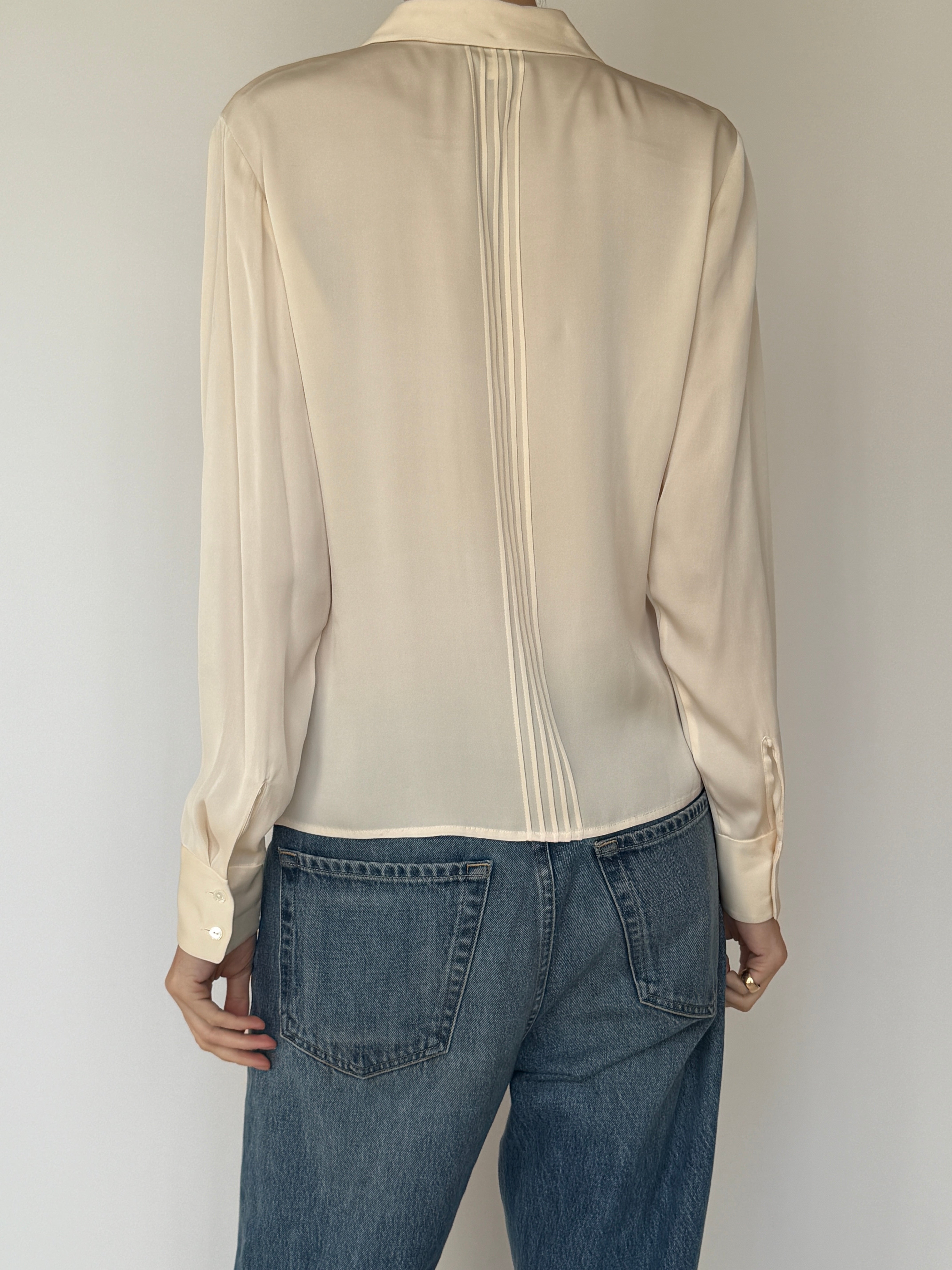 Vintage Silk Blend Blouse Ivory 7028
