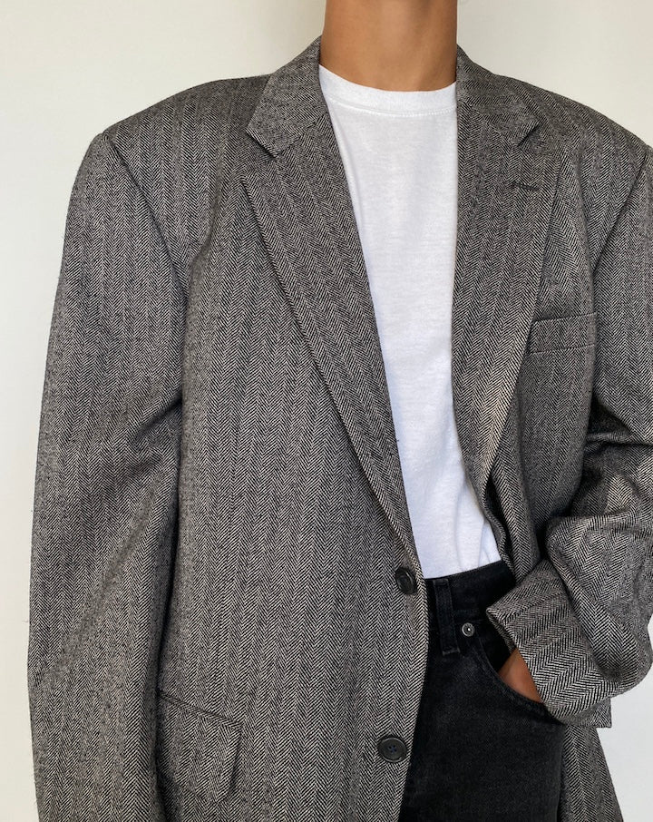 VINTAGE GREY SINGLE BREASTED BLAZER 1832
