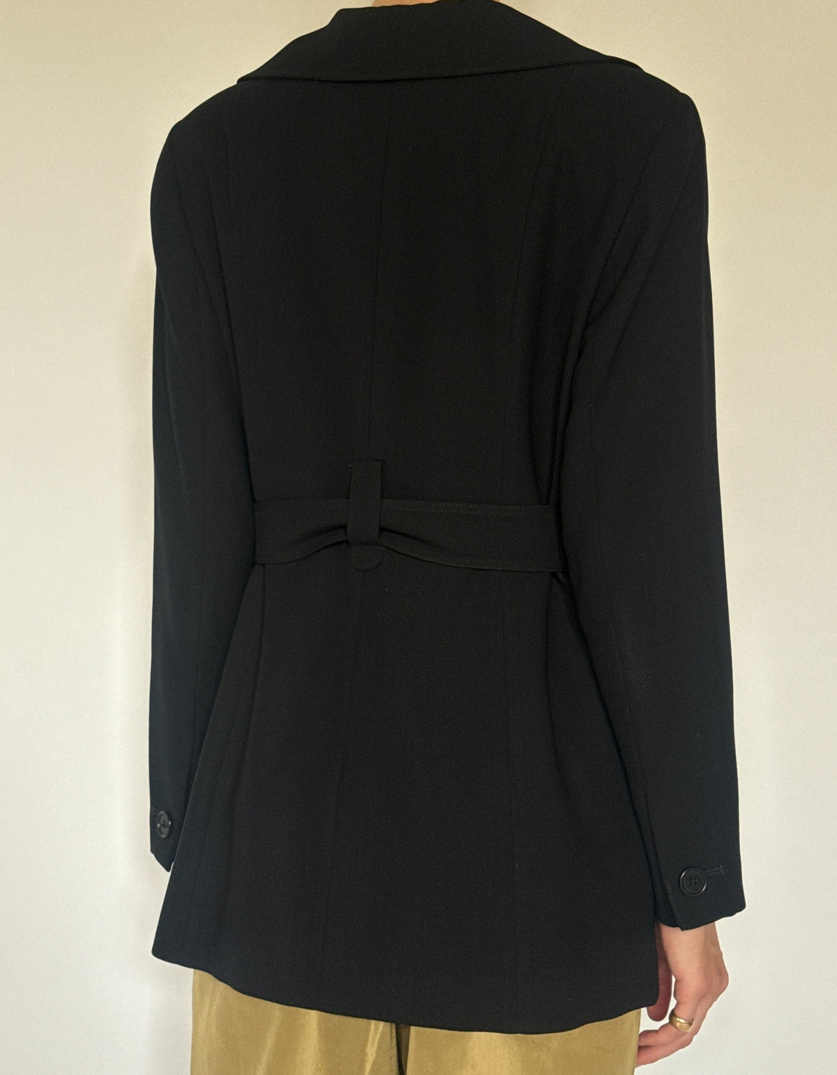 Vintage black wool blazer back view