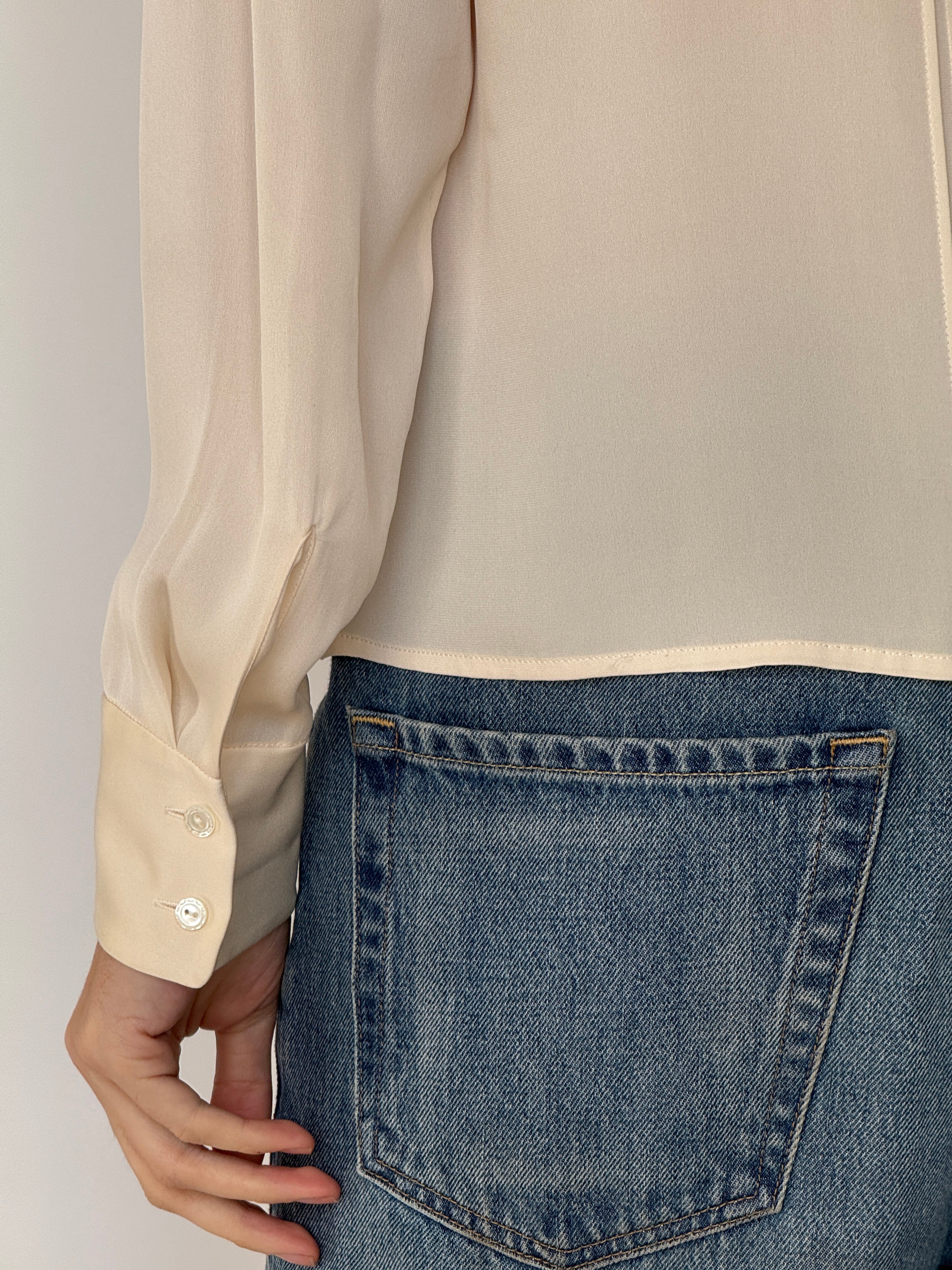 Vintage Silk Blend Blouse Ivory 7028