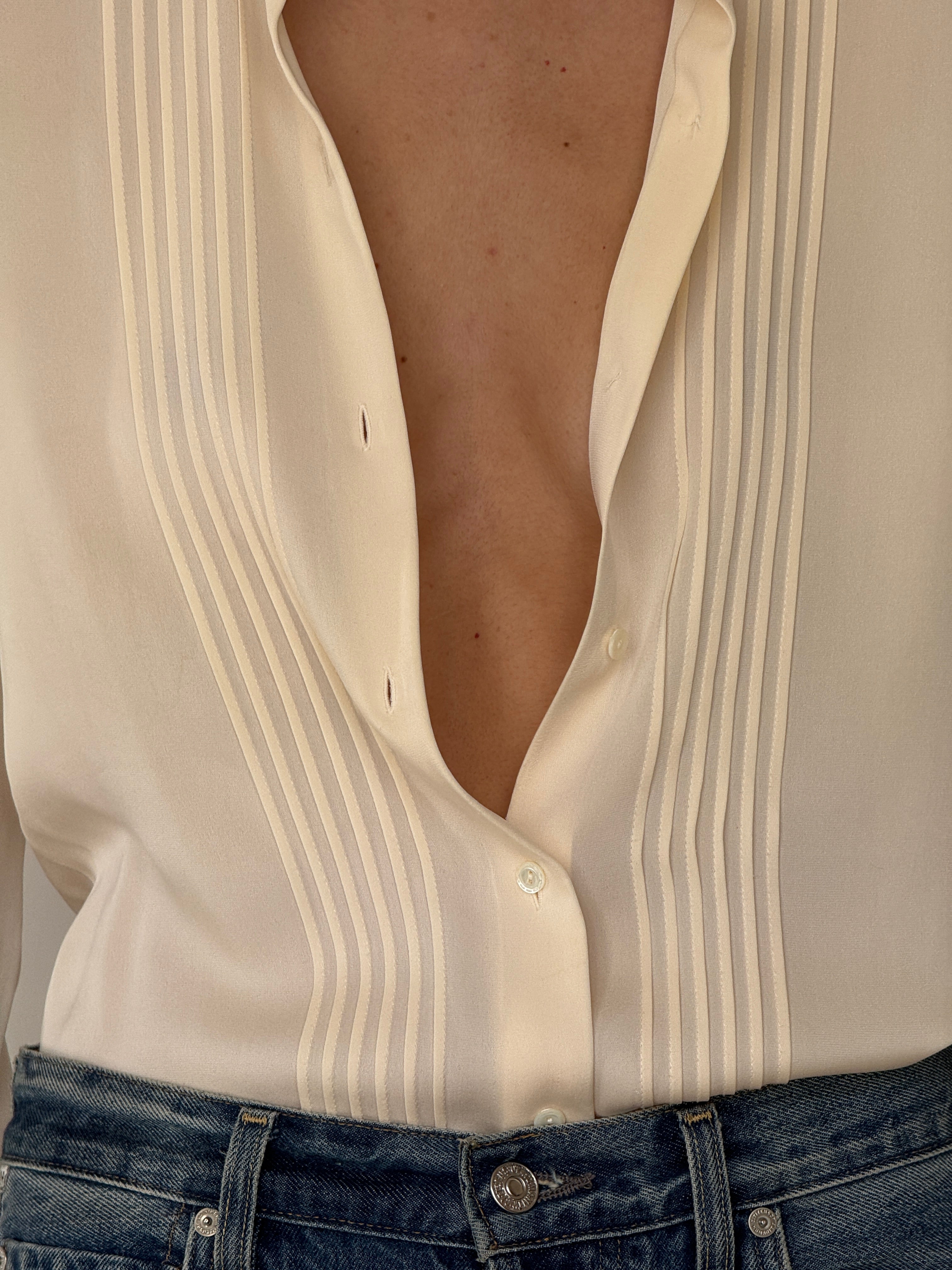 Vintage Silk Blend Blouse Ivory 7028