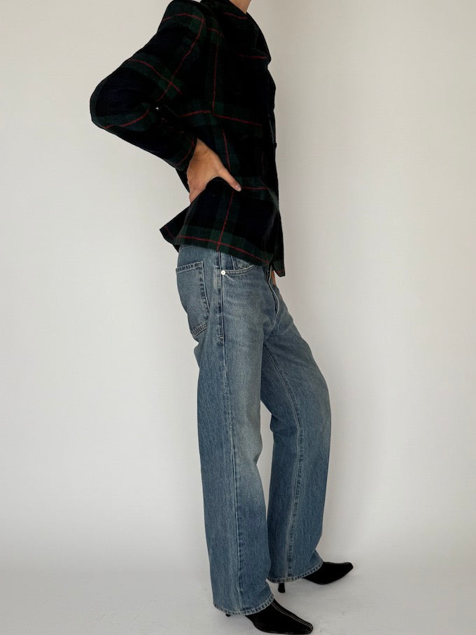 Vintage Tartan Wool Blend Blazer 6521