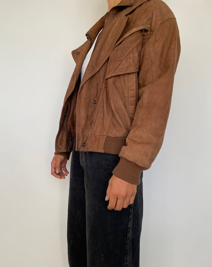 VINTAGE BOXY BROWN SUEDE LEATHER JACKET 1834