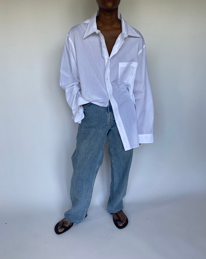 VINTAGE OVERSIZED WHITE BUTTON DOWN LONG SLEEVE SHIRT 3553