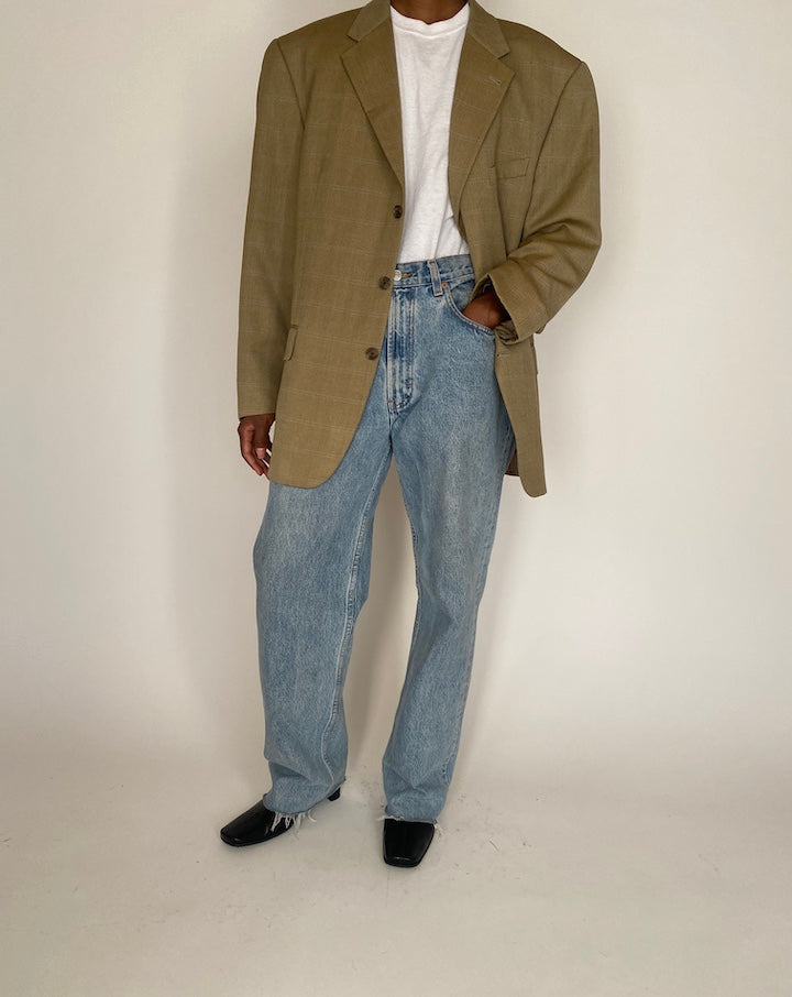 VINTAGE OVERSIZED BEIGE WOOL BLAZER 4076