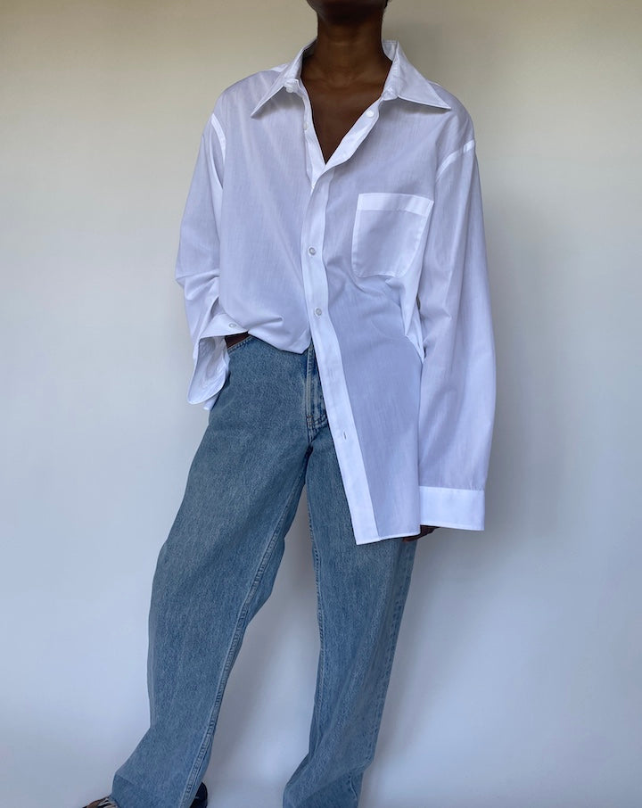 VINTAGE OVERSIZED WHITE BUTTON DOWN LONG SLEEVE SHIRT 3553