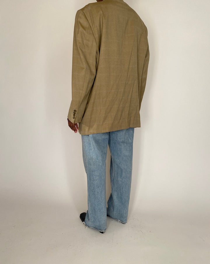 VINTAGE OVERSIZED BEIGE WOOL BLAZER 4076