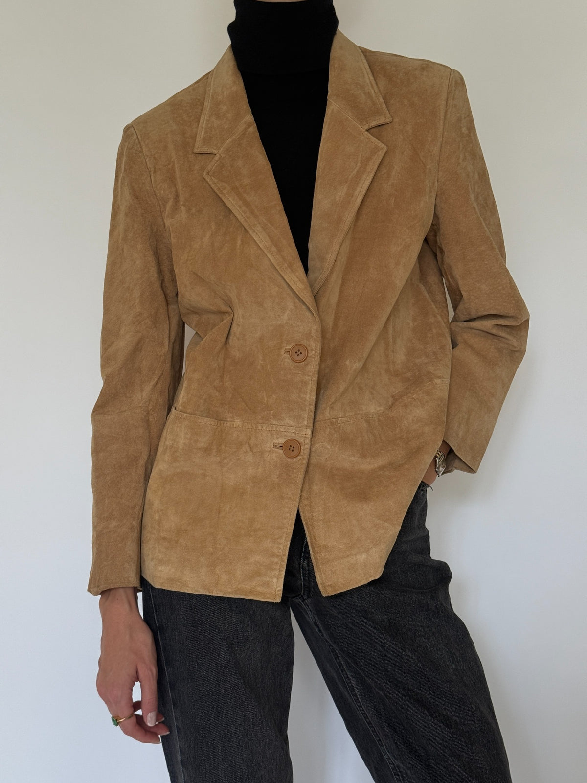 Vintage tan suede leather blazer photo 5