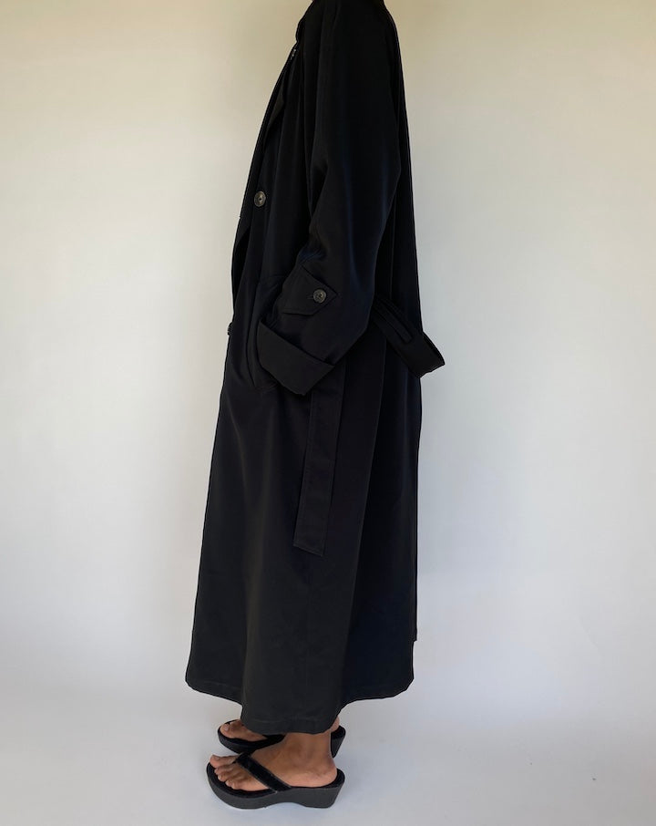 VINTAGE BLACK TRENCH COAT 1182