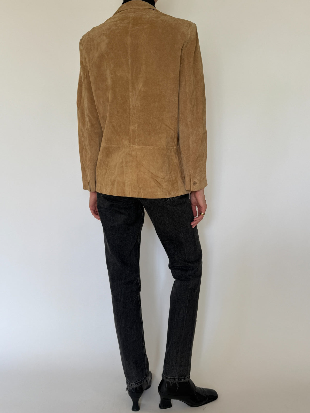Vintage tan suede leather blazer photo 7