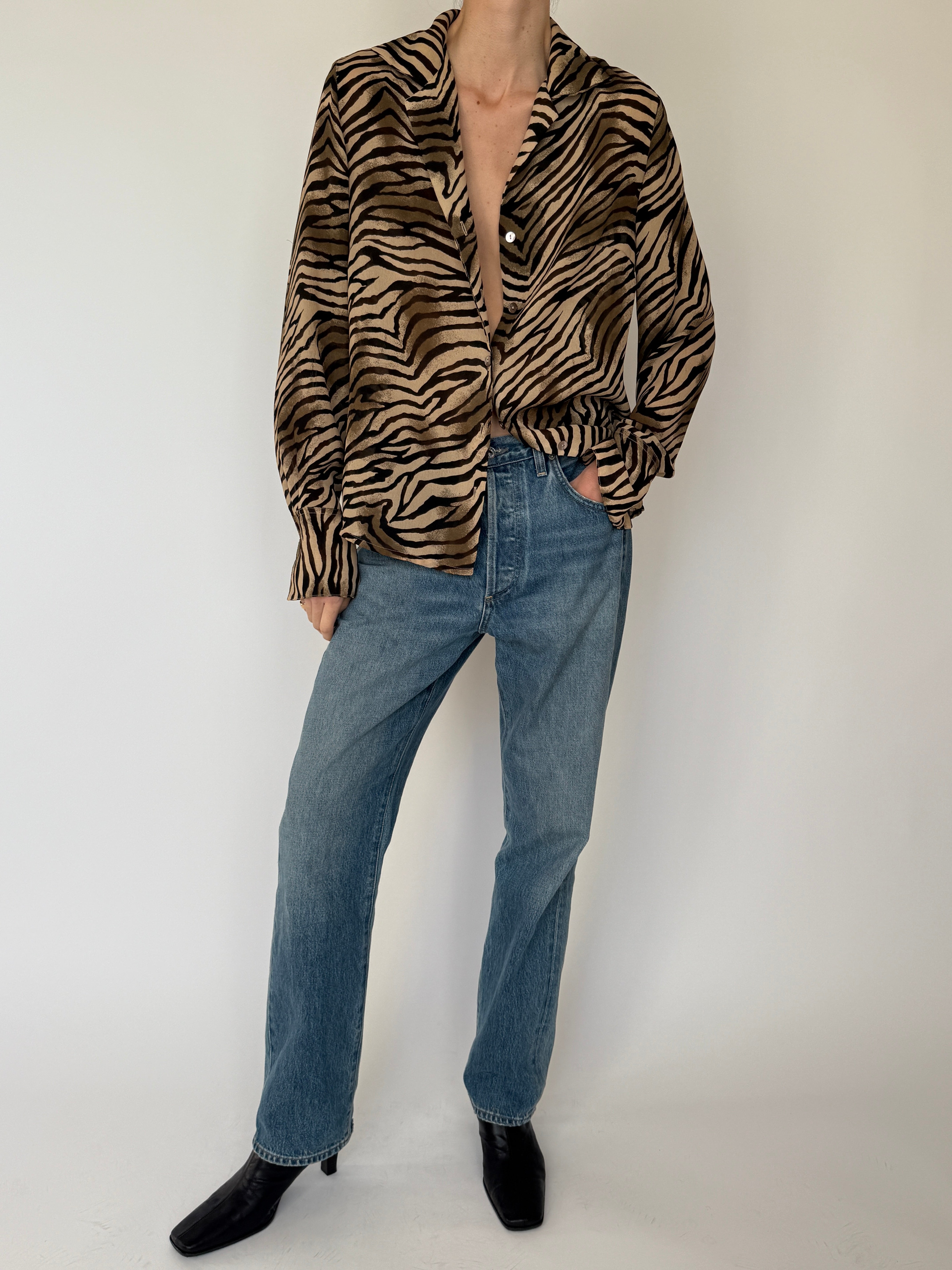 Vintage Zebra Print Blouse 7030
