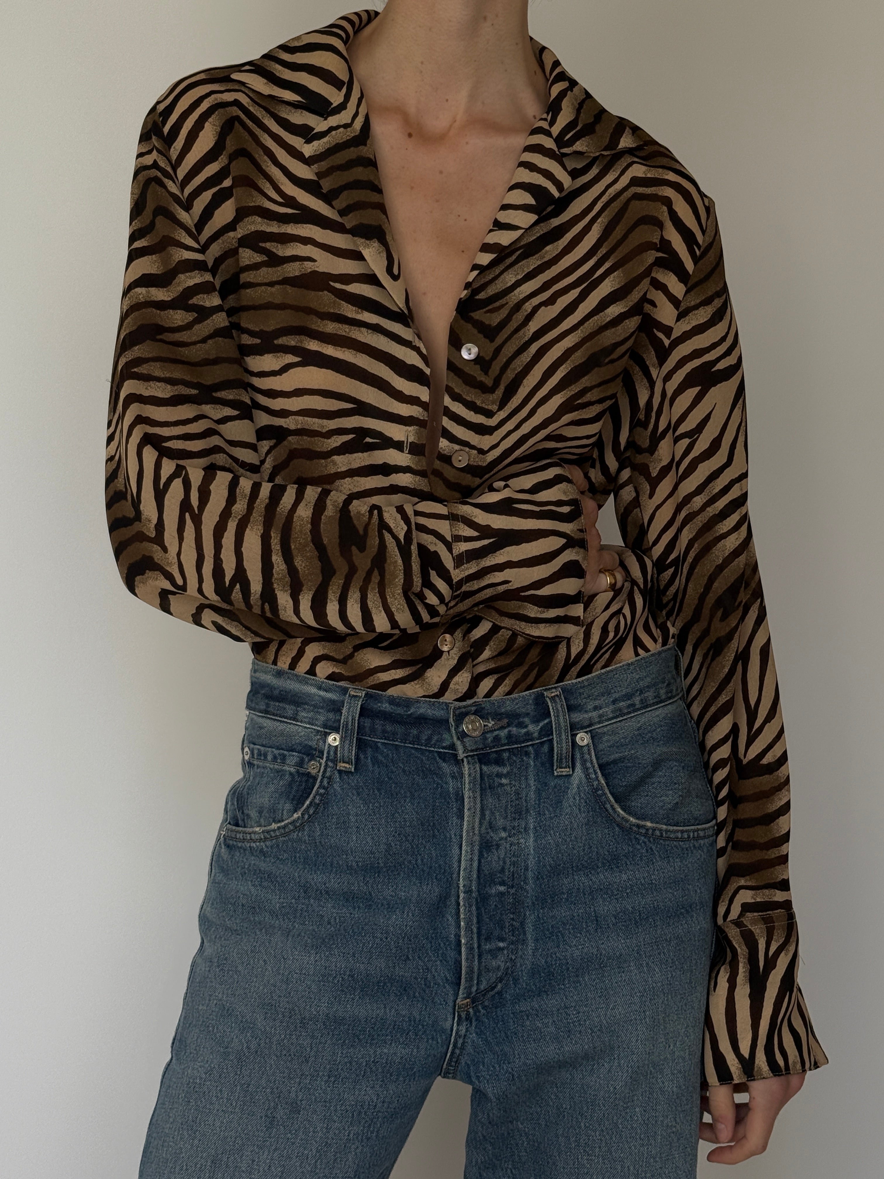 Vintage Zebra Print Blouse 7030