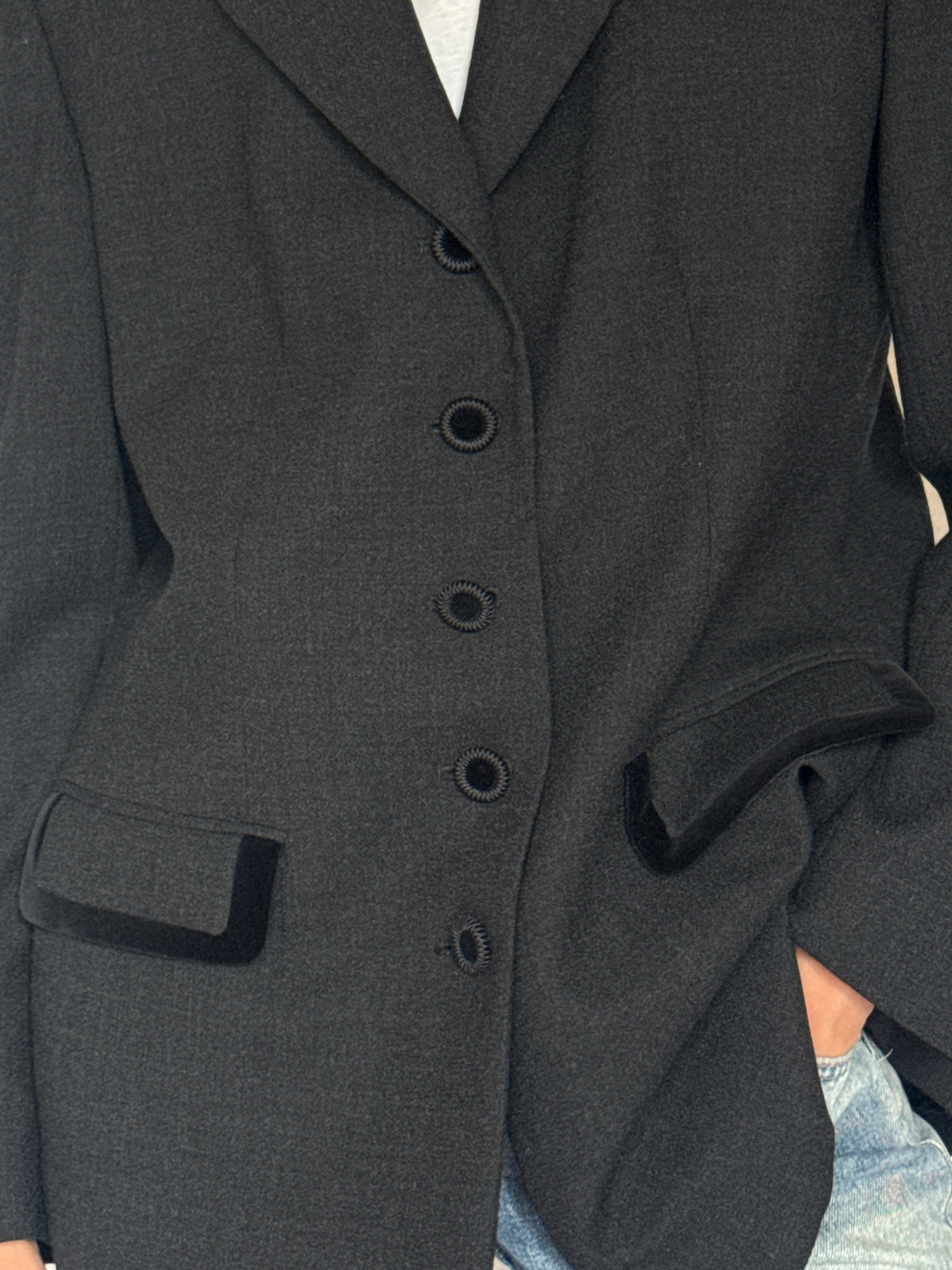 Vintage wool blazer fabric close-up
