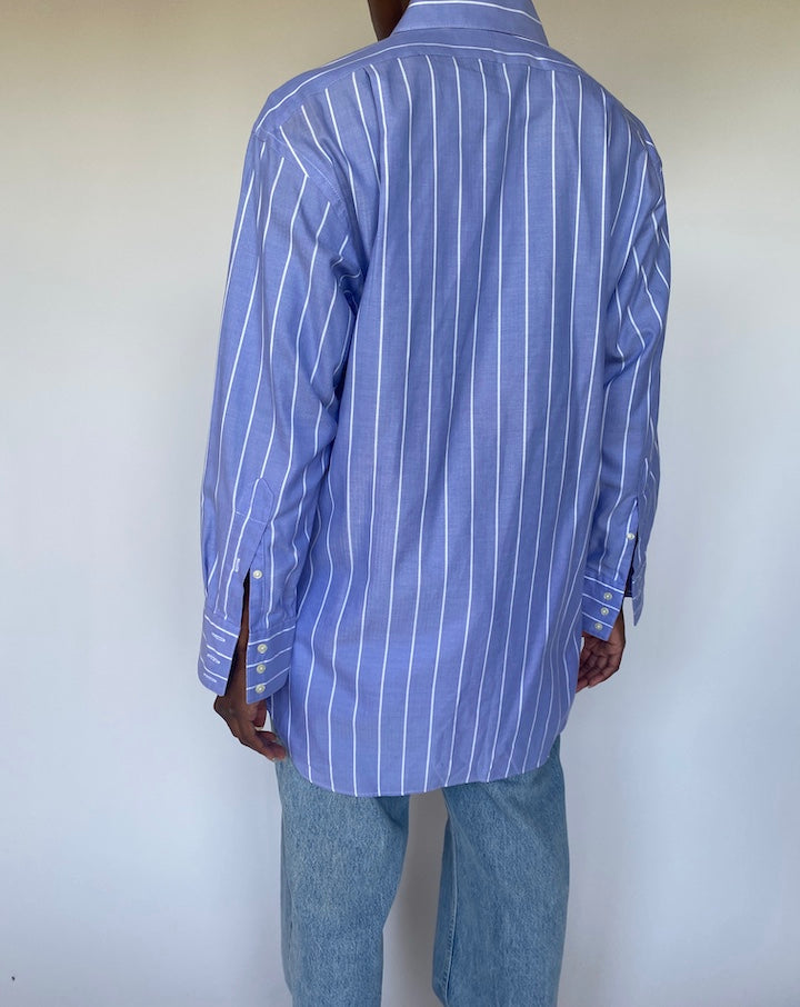 VINTAGE BLUE STRIPED BUTTON DOWN SHIRT 3556
