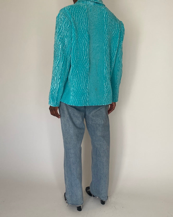 VINTAGE TURQUOISE VELVET SHIRT 4080