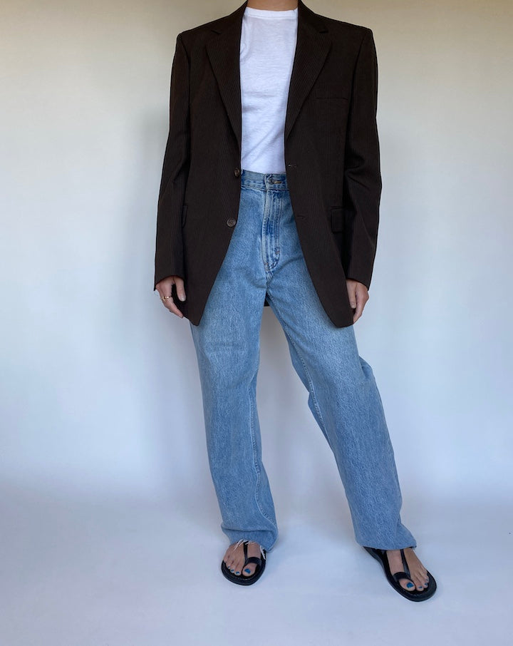 VINTAGE BROWN PINSTRIPED BLAZER 3086