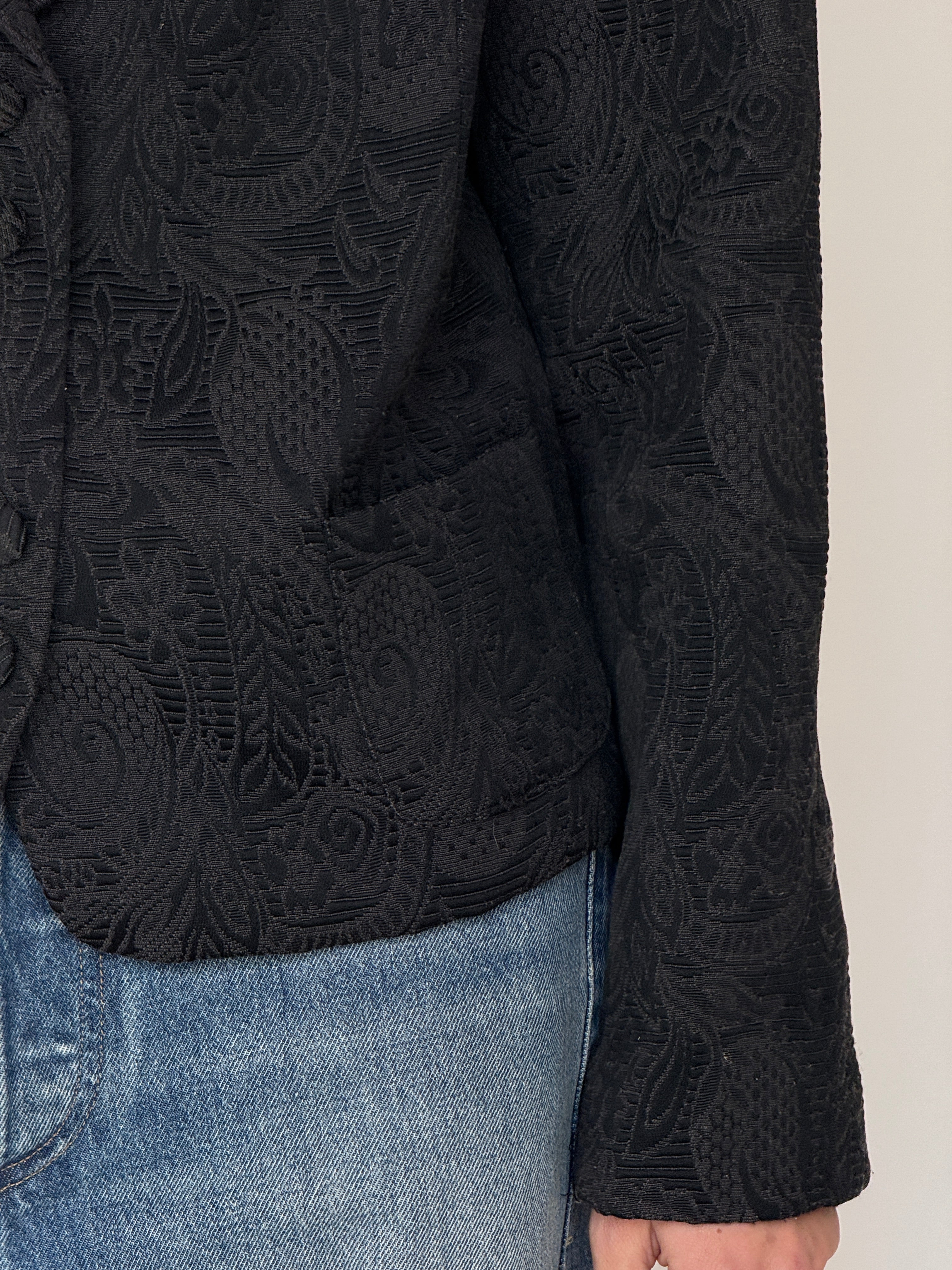 Vintage Textured Blazer Black 7031