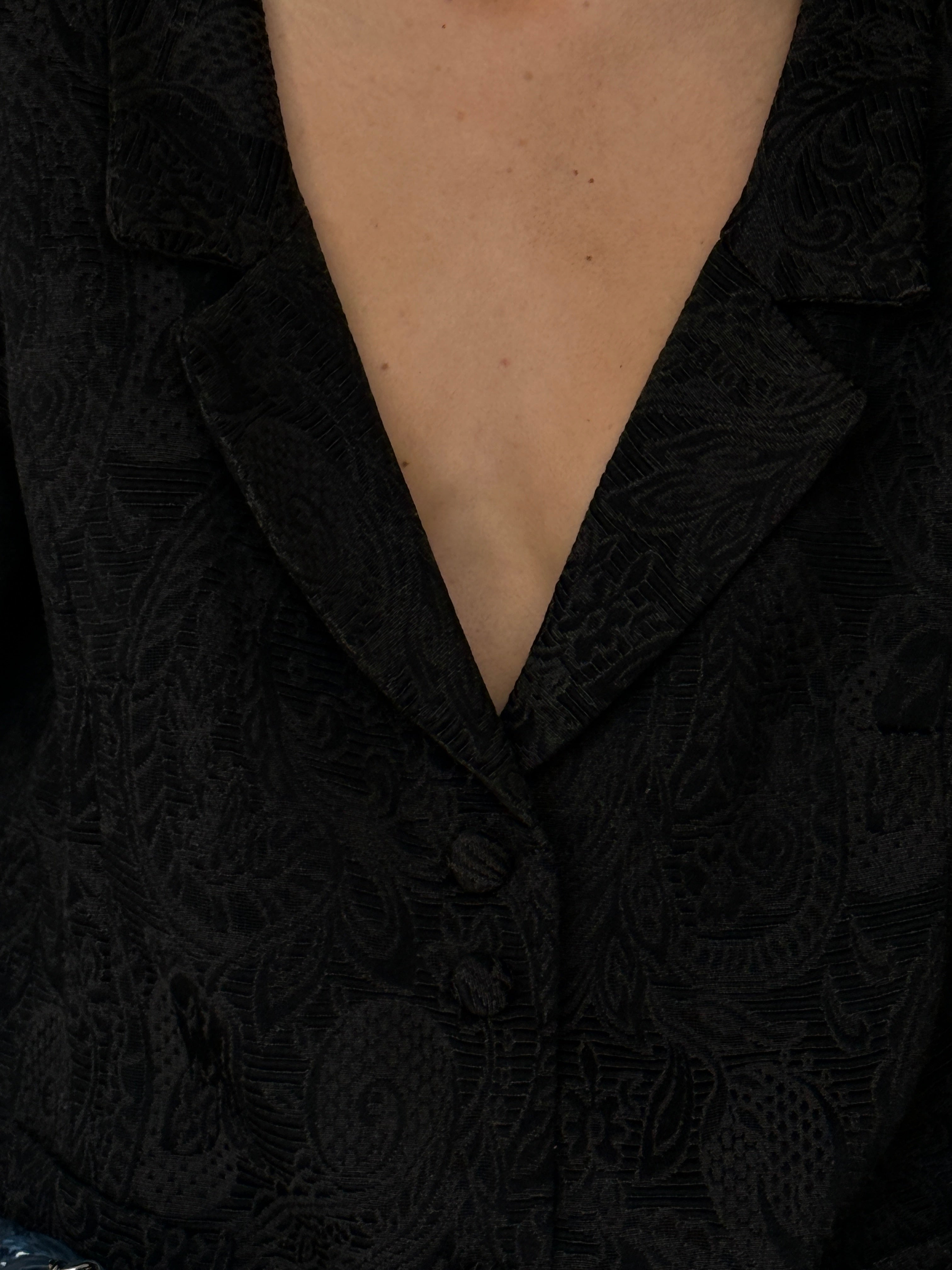Vintage Textured Blazer Black 7031