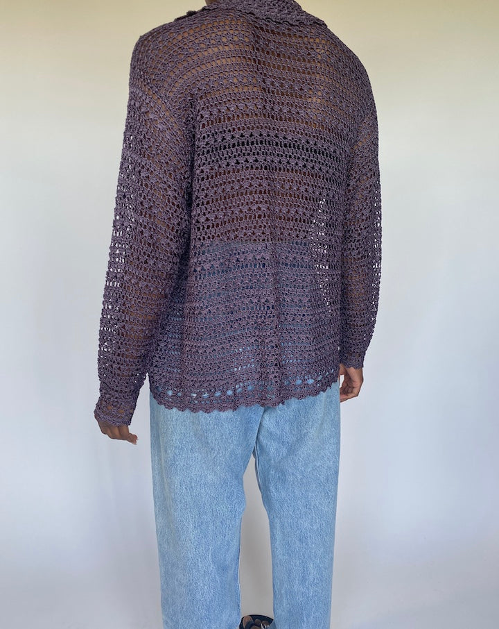 VINTAGE PURPLE CROCHET CARDIGAN 3560