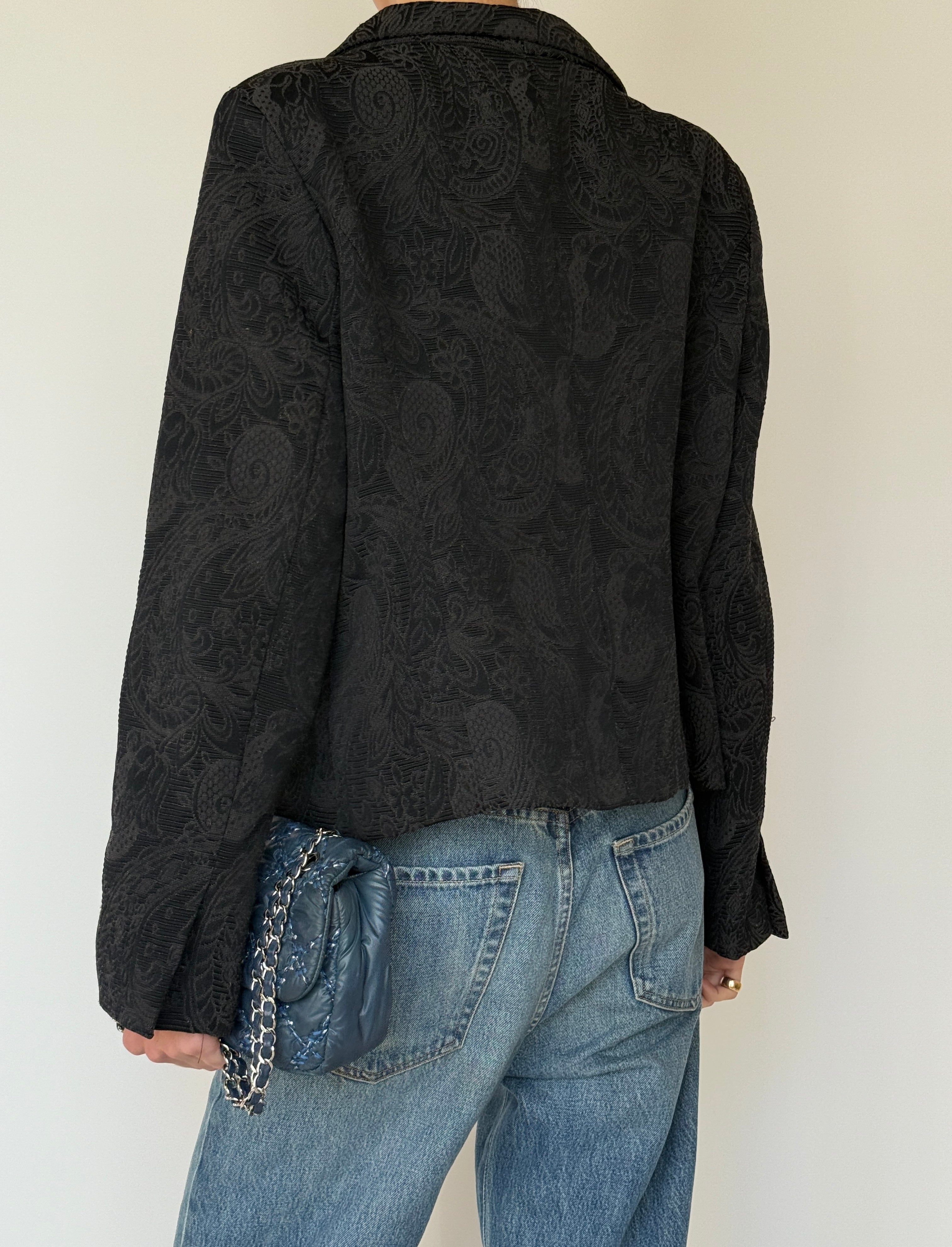 Vintage Textured Blazer Black 7031