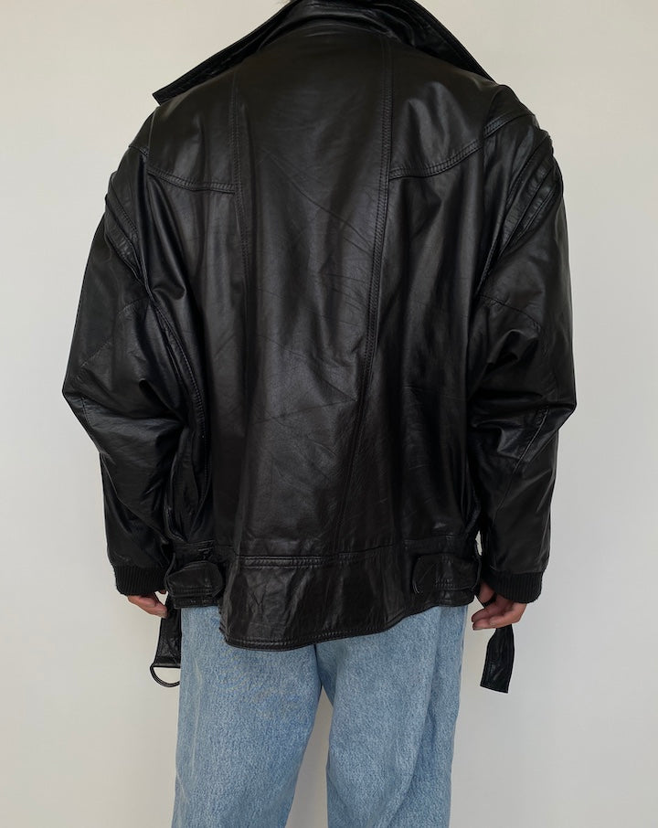 VINTAGE BLACK OVERSIZED LEATHER JACKET 1851