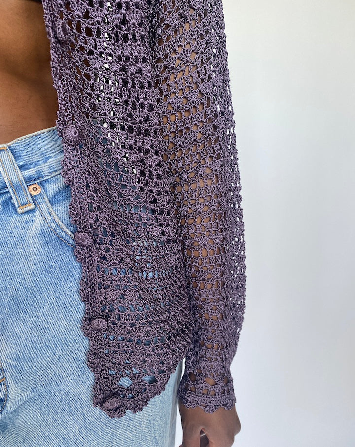 VINTAGE PURPLE CROCHET CARDIGAN 3560