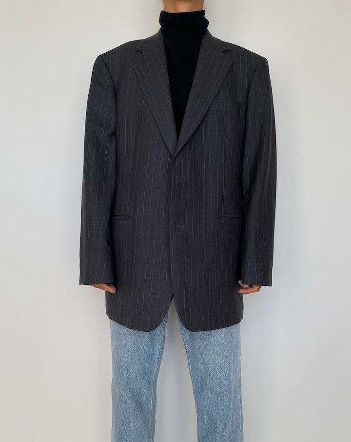 VINTAGE GREY PINSTRIPED WOOL BLAZER 1853