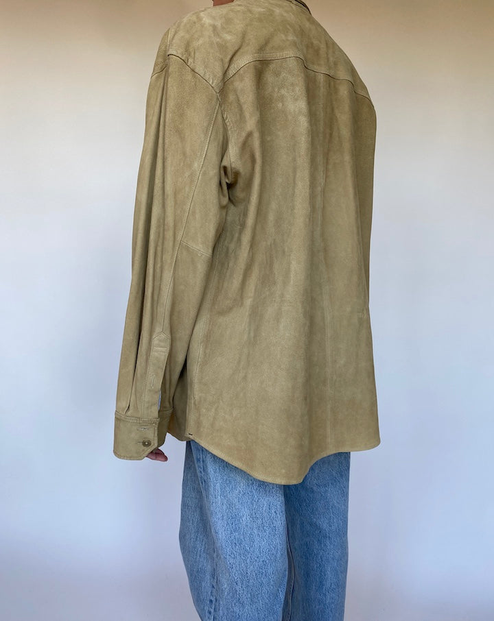 VINTAGE BEIGE SUEDE LEATHER SHIRT 3090